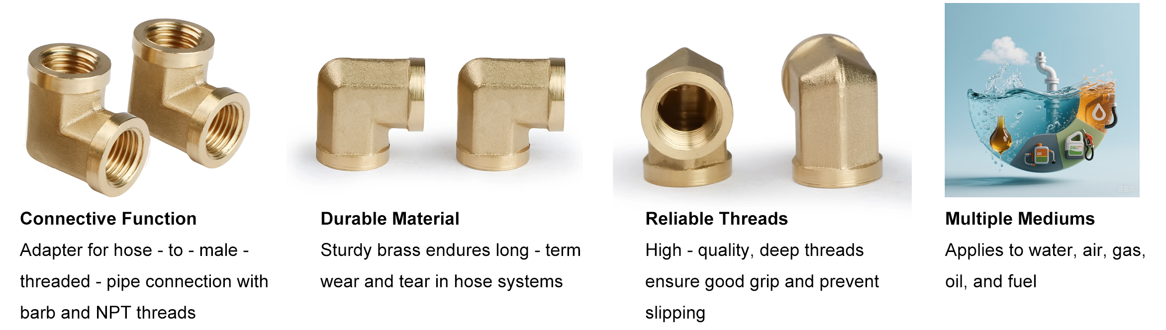 1/4 NPT Solid Brass Pipe Street Elbow – 90 Degree, Male To Female, For Air, Fuel & Water – Newmatics 116A-B-28157