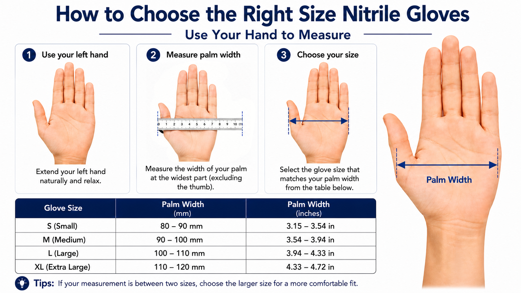 How to choose the correct nitrile glove size