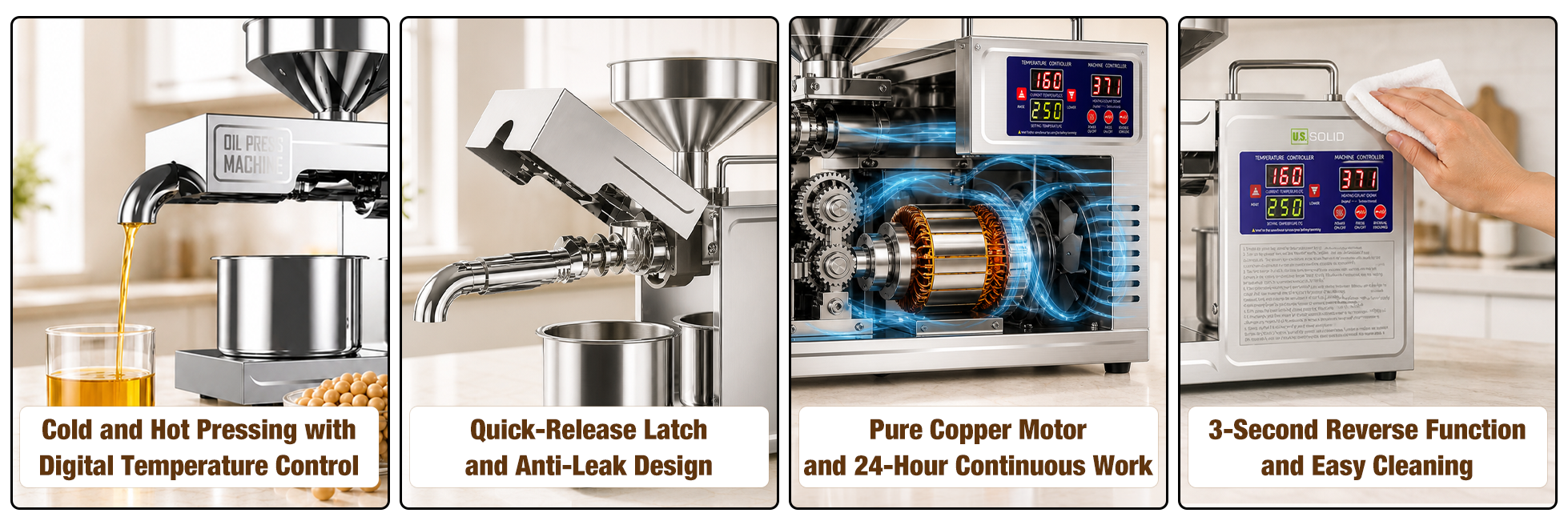 Electric oil press machine features