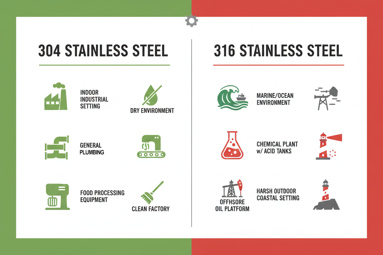 304 vs 316 Stainless Steel Application Environment Comparison